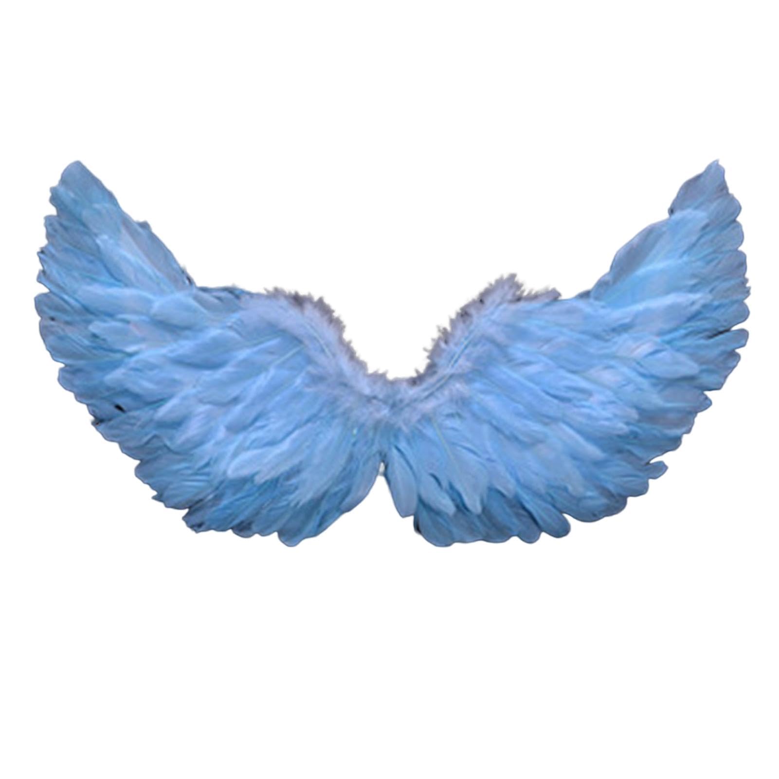 curfair Angel Feather Wings Costume Prop with Elastic Straps, Bright Color Lightweight Role Play Wings for Halloween Stage Performance Photography Cosplay (Light Blue)