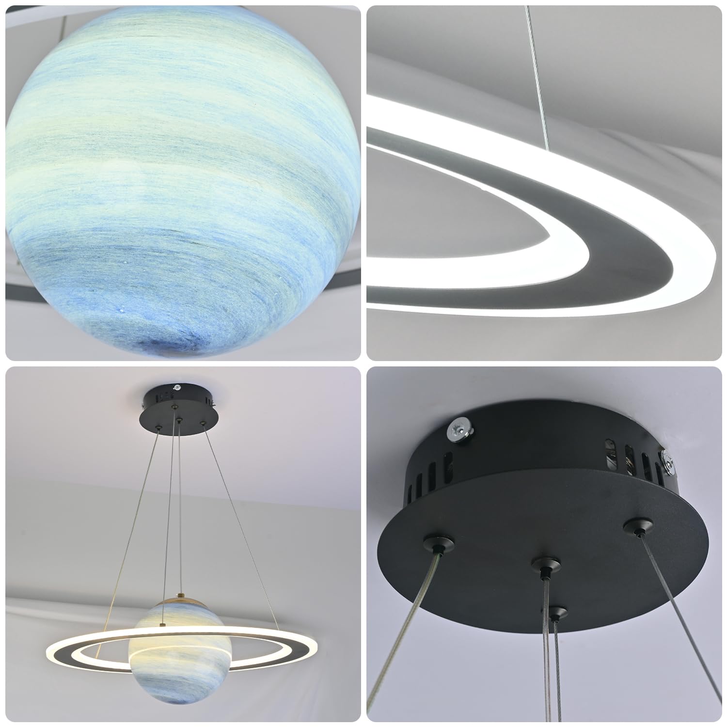 Lampade a sospensione Pianeta per cameretta dei bambini Lampadario in vetro per camera delle ragazze dei ragazzi Pianeta creativo, Lampade a sospensione a soffitto per camera da letto del piane