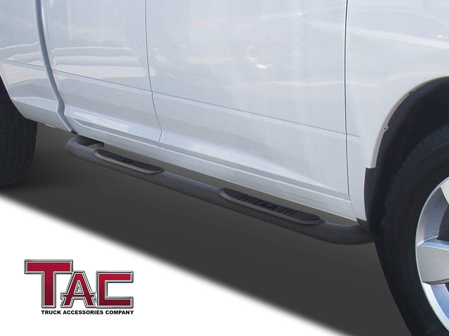 TAC Side Steps Running Boards Fit 2009-2018 RAM 1500 Quad Cab | 2019-2024 RAM 1500 Classic Quad Cab Truck Pickup 3” Texture Black Side Bars Nerf Bars Step Rails Off Road Accessories 2Pcs
