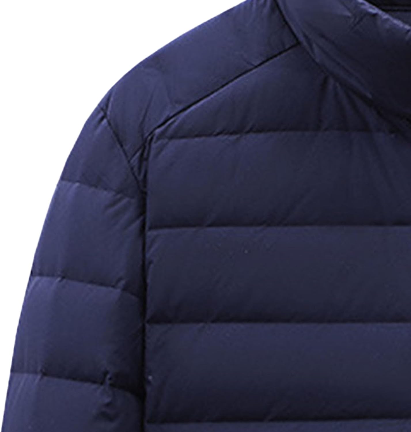 Men's Stand Collar Down Jacket Packable Puffer Lightweight Casual Coat Warm Outdoor Windproof Solid Color Outwear