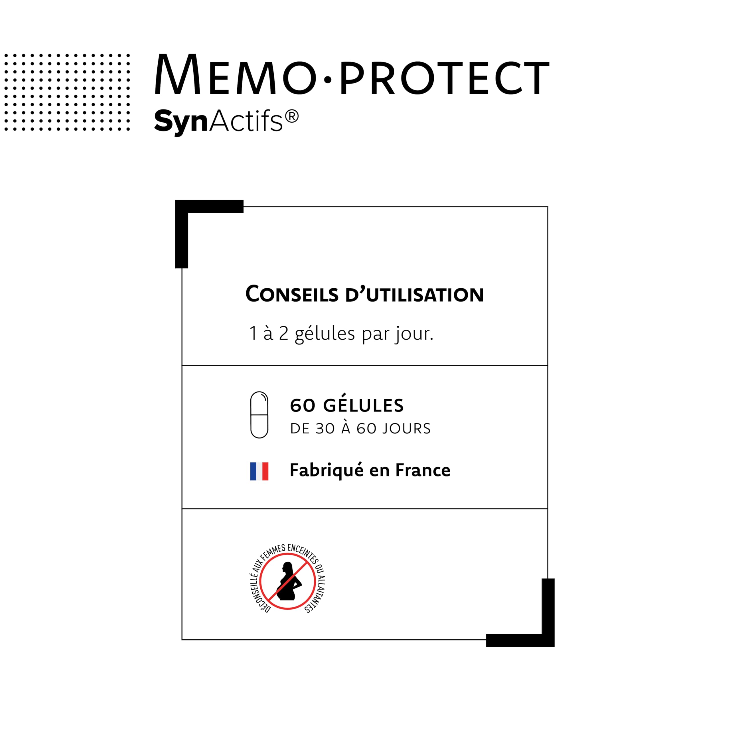 MemoProtect - Complément Alimentaire Mémoire, Concentration & Vivacité - Ginkgo Biloba, Vitamines B, Selenium - Aragan - 60 gélules - 30 à 60 jours