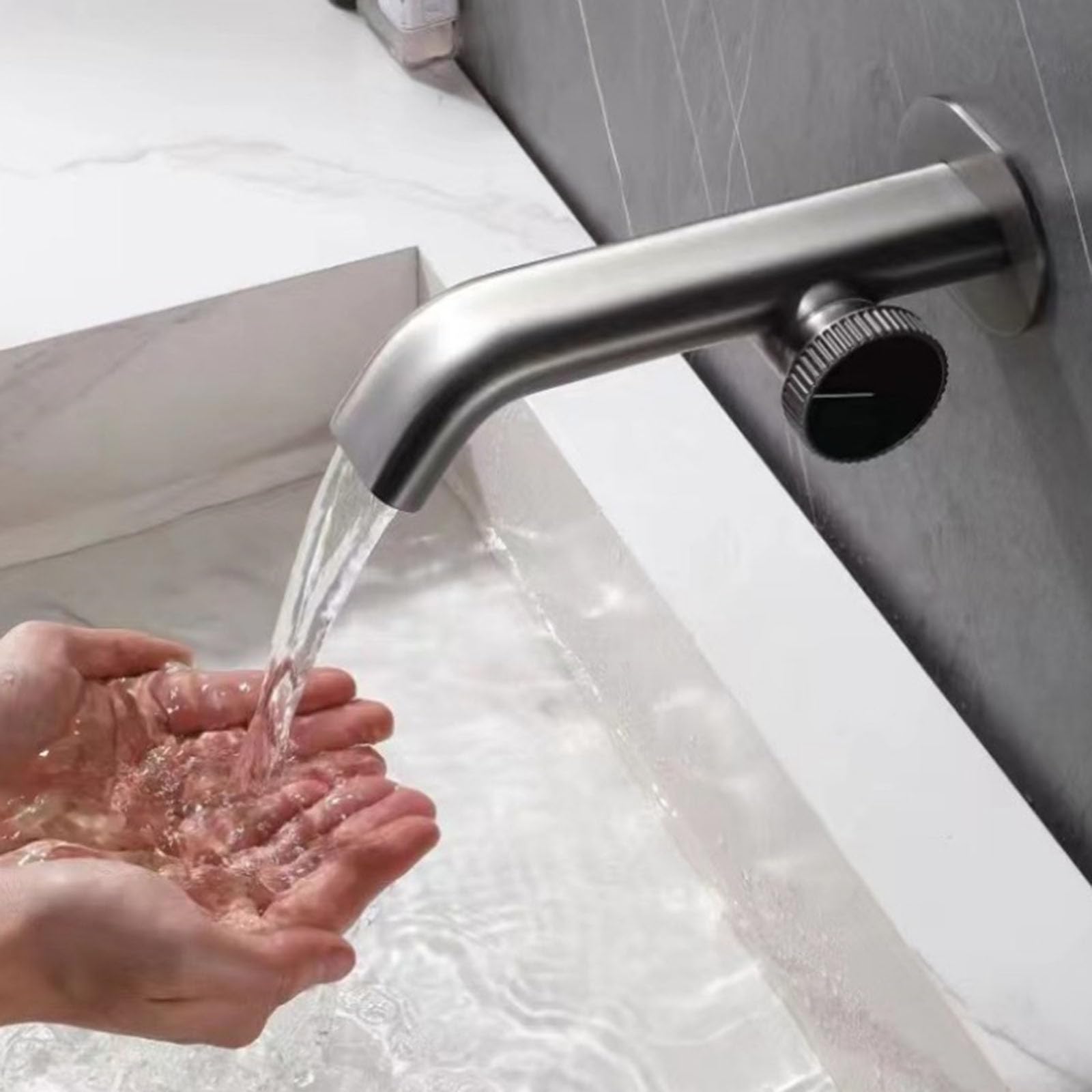 Robinet lavabo encastrable en laiton de couleur gris pistolet pour salle de bain design