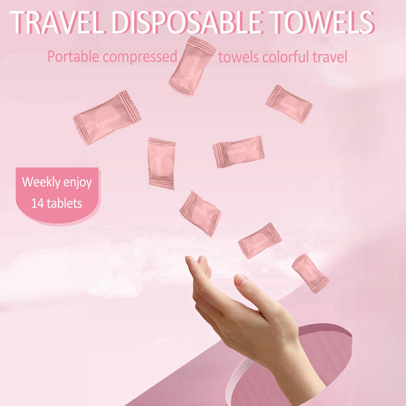 flintronic Compressed Towel, 120PCS Portable Face Towel, Disposable Mini Cotton Tissue for Travel Beauty Salon, Camping - Image 3