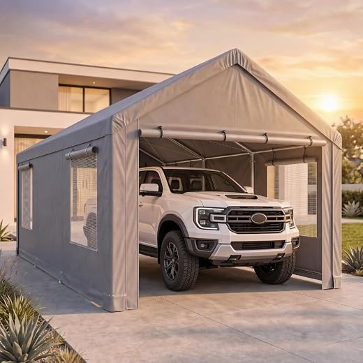 TOOLUCK 12x20 Heavy Duty Carport Portable Garage with Sidewalls