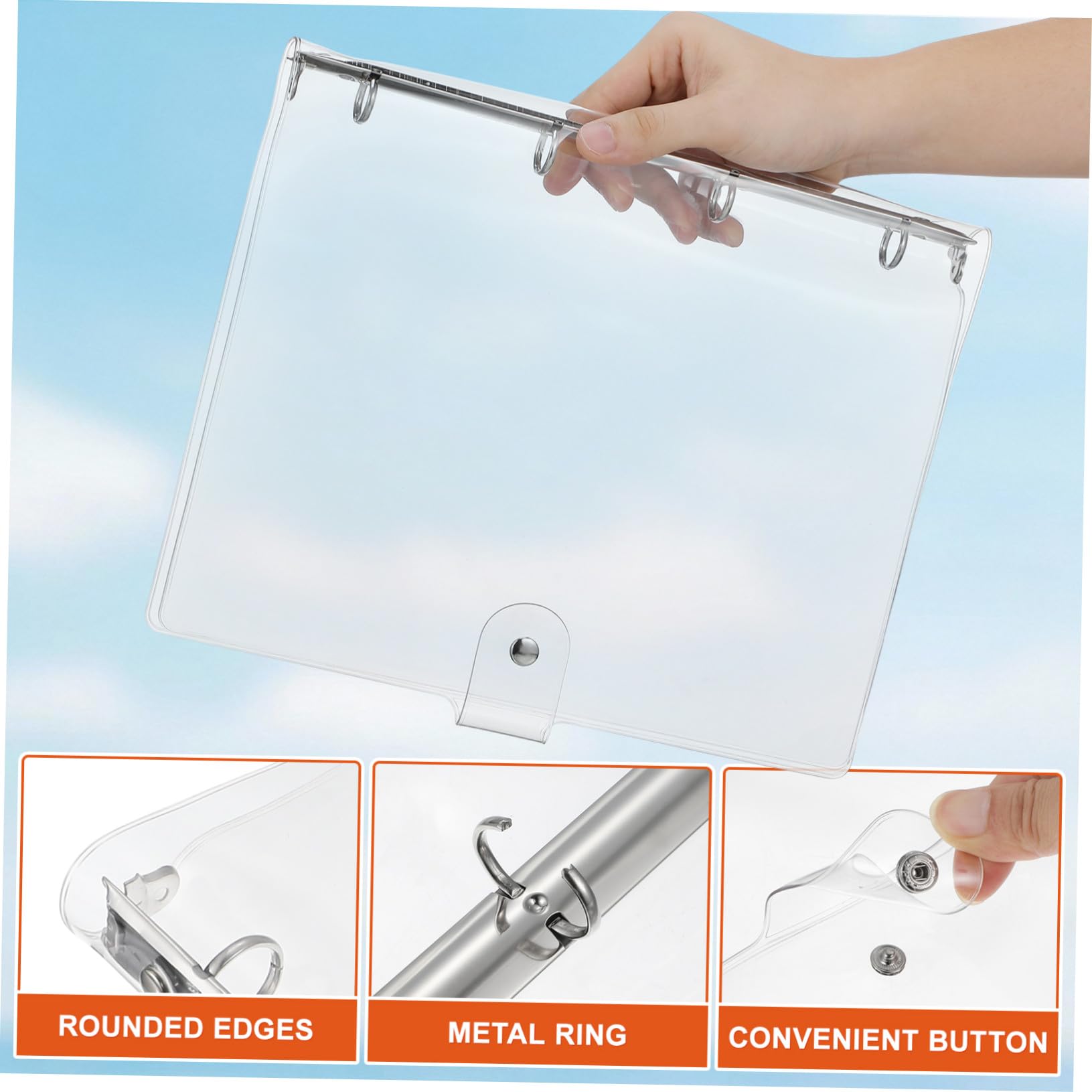 Classeur à Cahier Transparent A4 en Plastique, Coque Souple à Pression