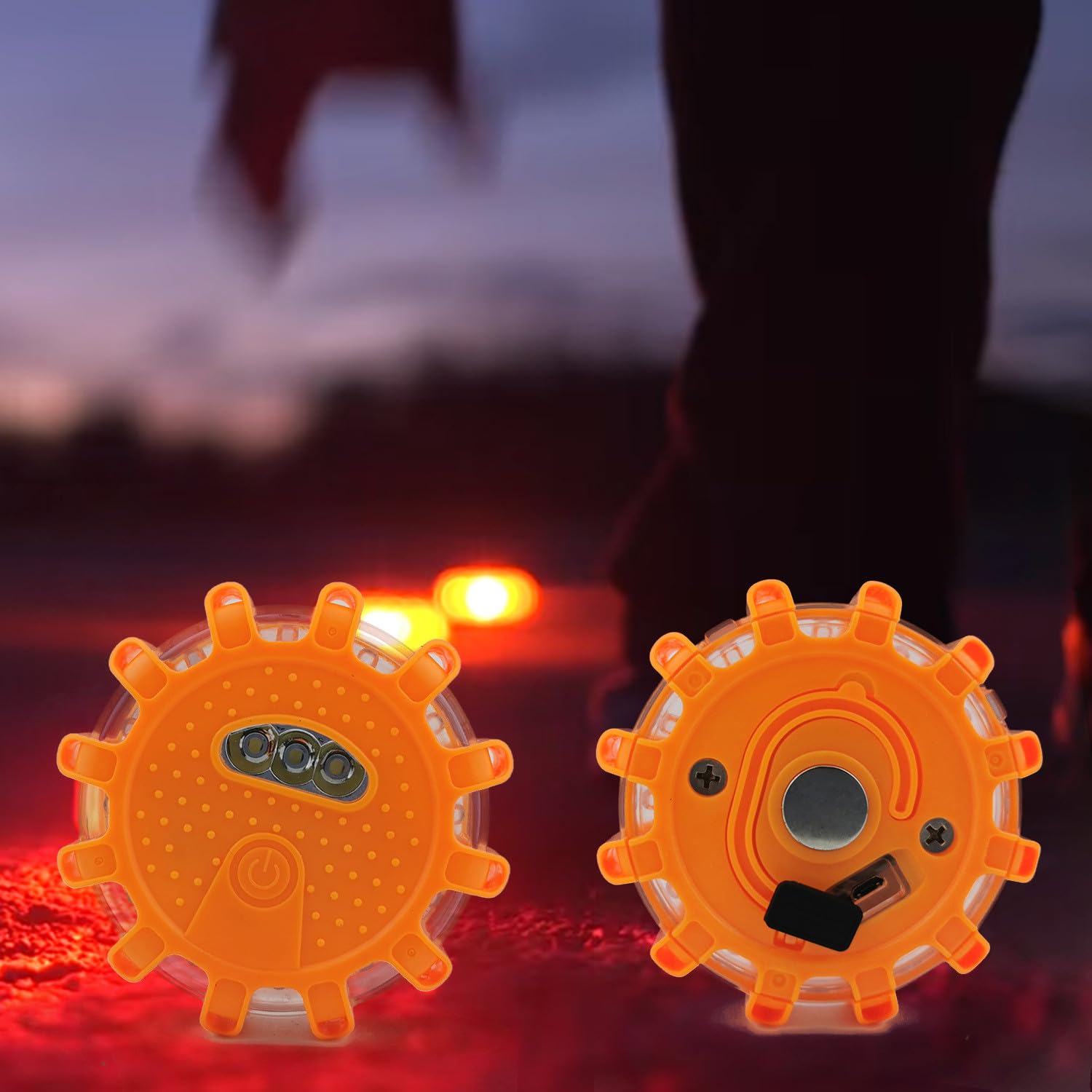 Kit de emergencia de 24 luces LED recargables for carretera: baliza de advertencia con soporte magnético for coches, camiones, barcos y más.