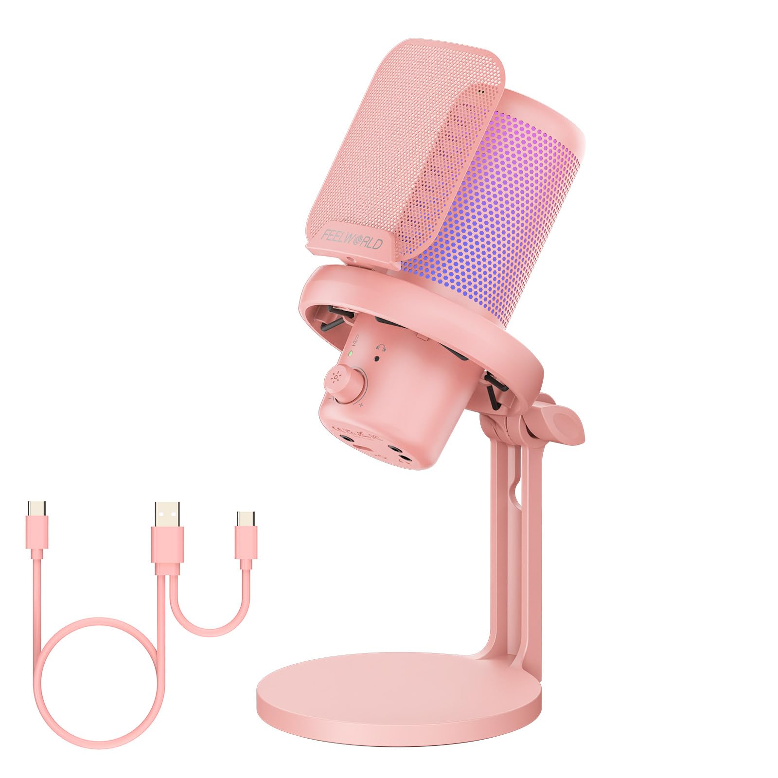 Amazon.com: FEELWORLD VM1 Pink Gaming PC USB Microphone Condenser