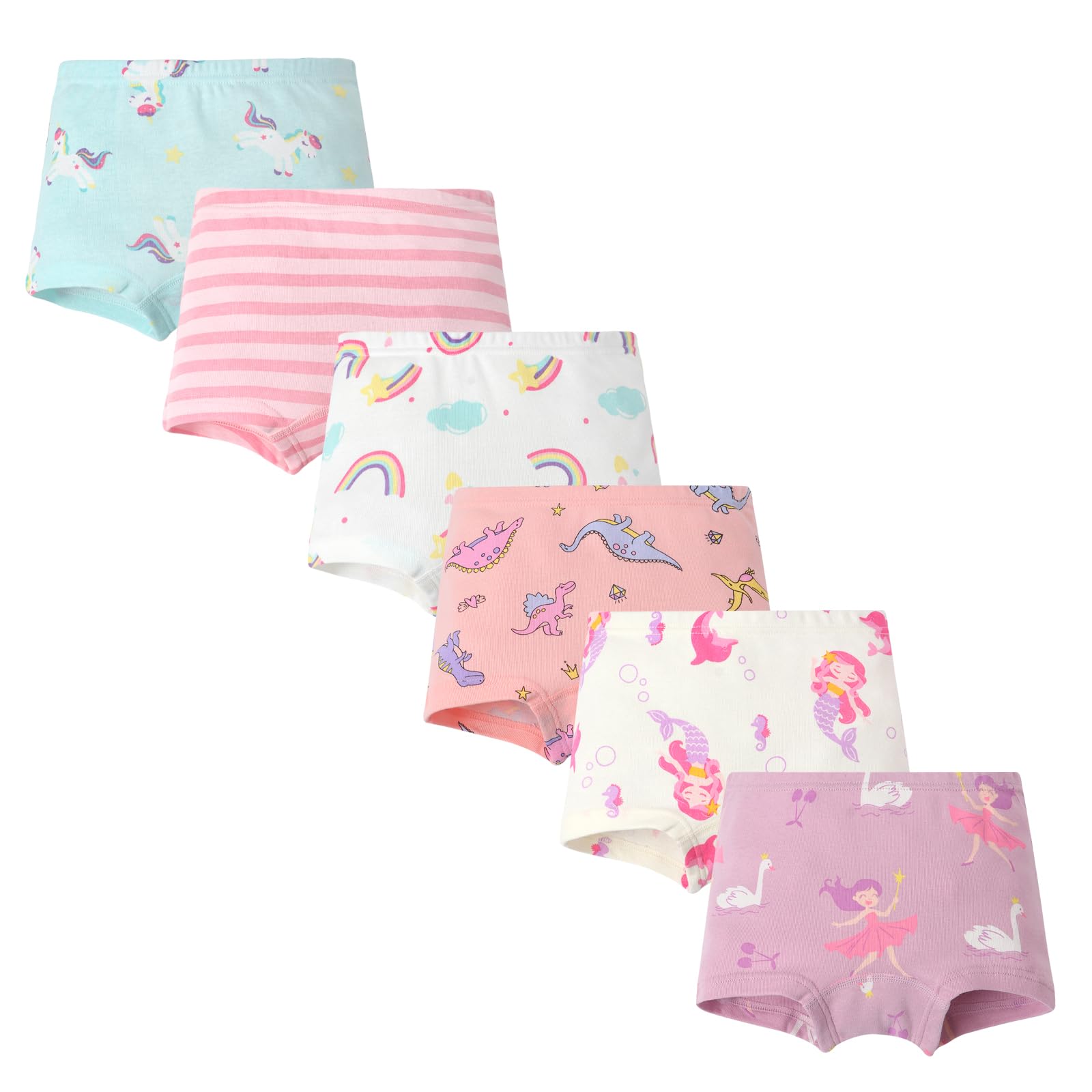 Soft Cotton Girls Panties Cute Toddler Underwear with 6 Packs age 2-10