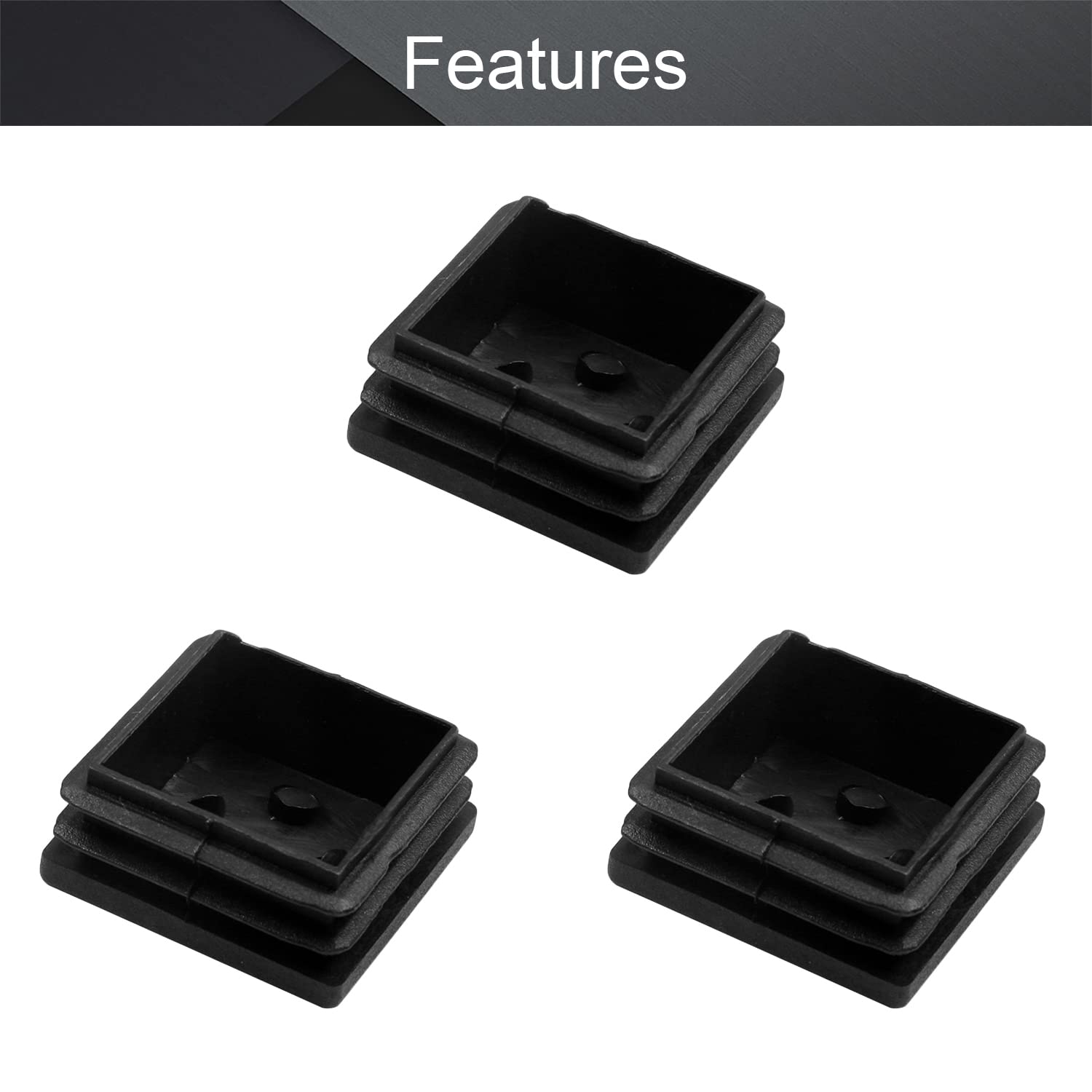 MroMax Lot De 50 Embouts Rectangulaires En Plastique PP, 5 X 2 Cm (L X L), Capuchons De Protection Carrés Pour Pieds De Table, Chaise, Extrémité De Tube (noir