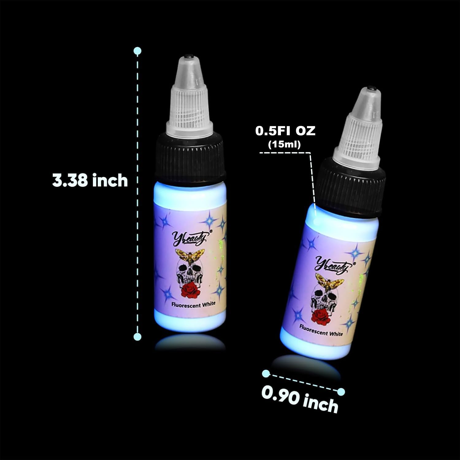 Tattoo Ink Set - Tattoo Inks Pigment Kit, 8 Color 1/2oz 15ml/Bottle Professional Tattoo Fluorescent Ink & Tattoo Equipment for Halloween Supplies (1/2 oz(15ml), 8Color): 16Color 1/2 fl.oz (15 ml)