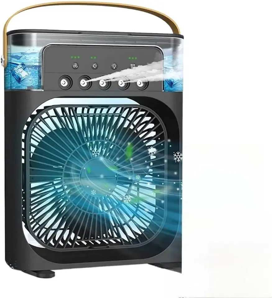 Mini Ar Condicionado Climatizador Umidificador Ventilador Portátil USB Led Quarto Sala Escritório Mesa Reservatório 600m(Preto)