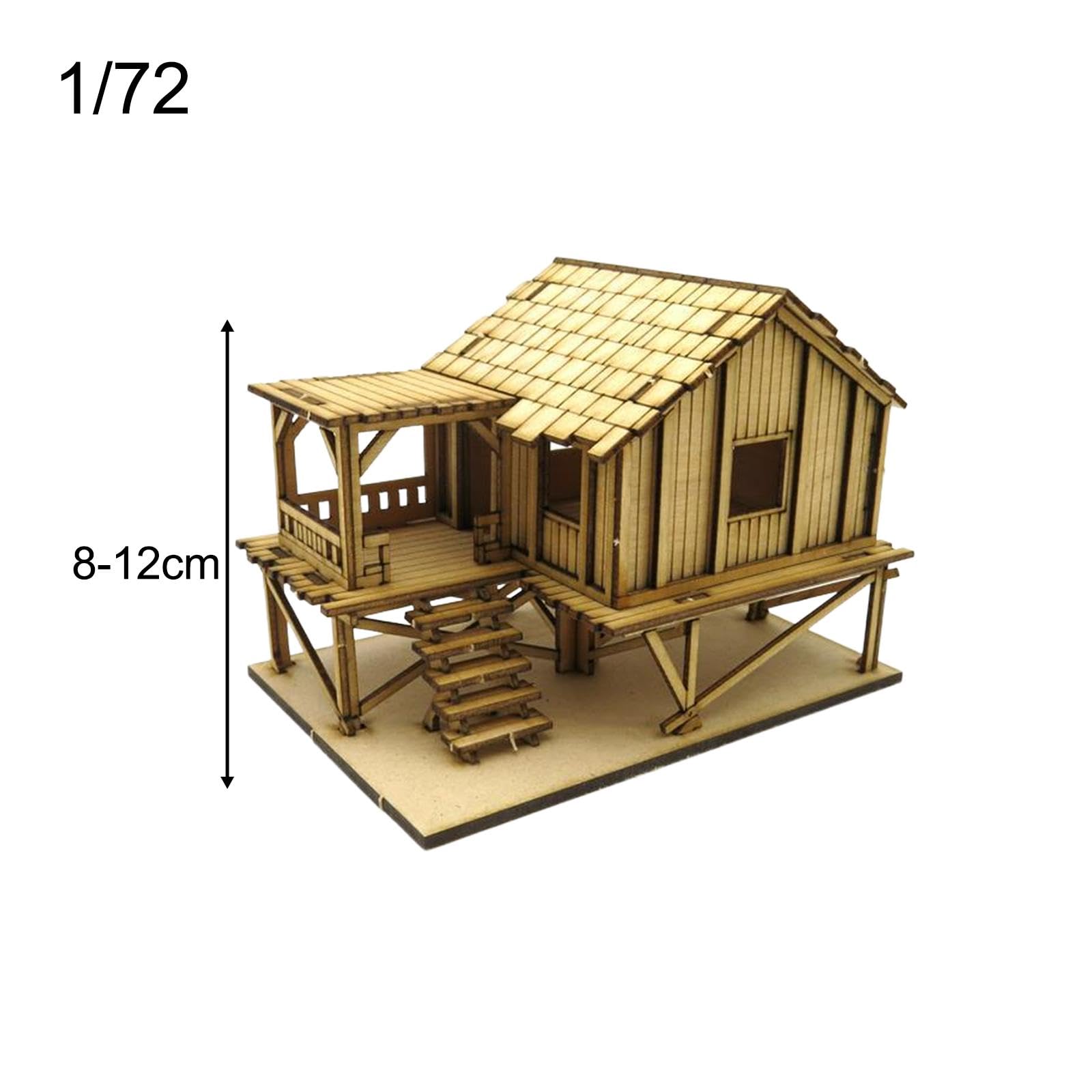 Oshhni Maison en Bois, Cabane en Bois 1/72, Scène Architecturale, Assemblage DIY Modèle Jouet pour Table de Sable Diorama Micro Paysage Décoration, Style un
