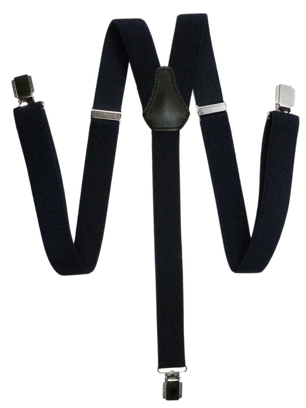 Olata Y-Shaped Unisex Adjustable Skinny Clip on Braces/Suspenders with Metal Clips - 2.5cm. Black