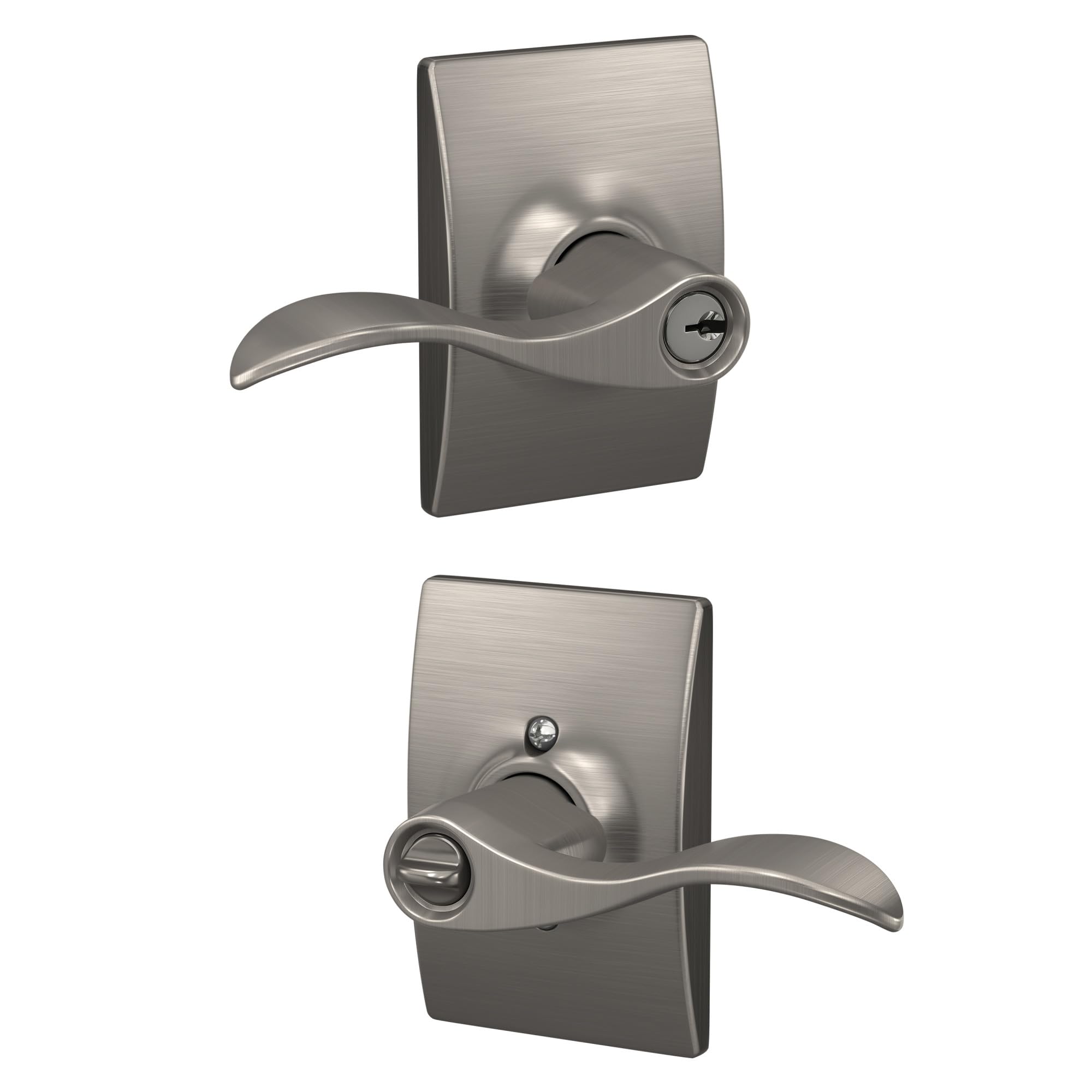 SCHLAGE Accent Lever with Century Trim Keyed Entry Lock in Satin Nickel - F51A ACC 619 CEN
