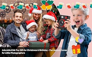 Instant Print Camera for Kids - Classic Black Digital Camera for 3-12 Year Olds, 1080P HD with 32GB SD Card, Selfie Mode & Durable Design, Ideal Christmas Birthday Gift, Portable Travel Toy