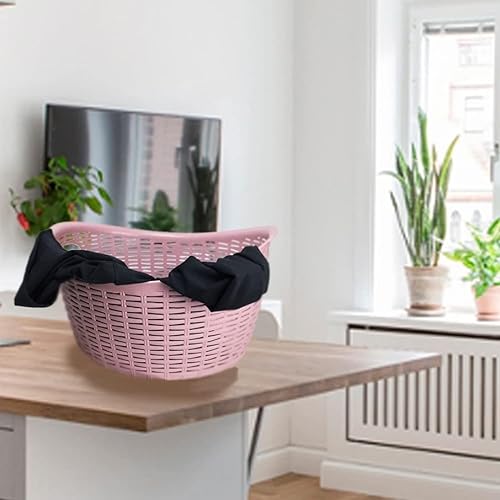 Miniatura 6 de ELLY DECOR - Cesta de lavandería ovalada de plástico de ratán de 7.9 galones, cesta de lavandería con asas recortadas, papelera de lavado,