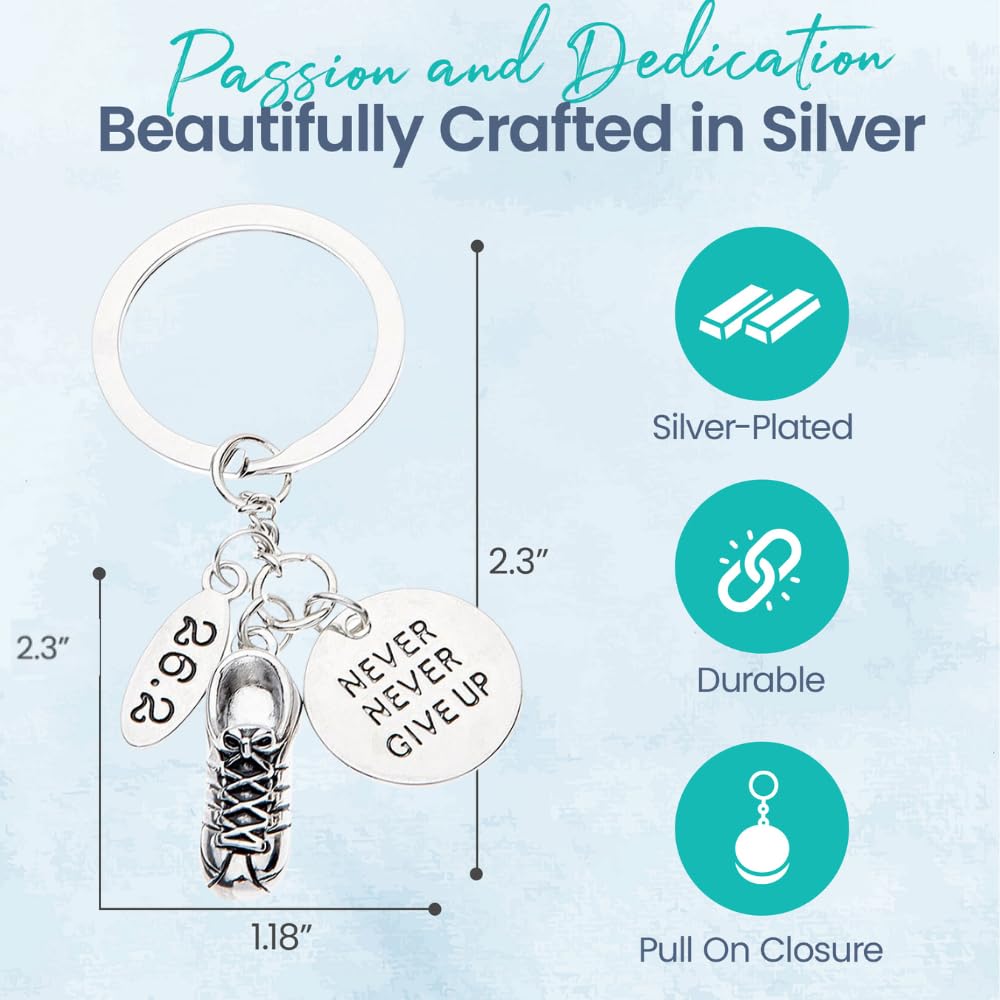 Infinity Collection Marathon Gifts - Never Give Up Runner Keychain, Running Jewelry, Marathon Jewelry, 26.2 Keychain