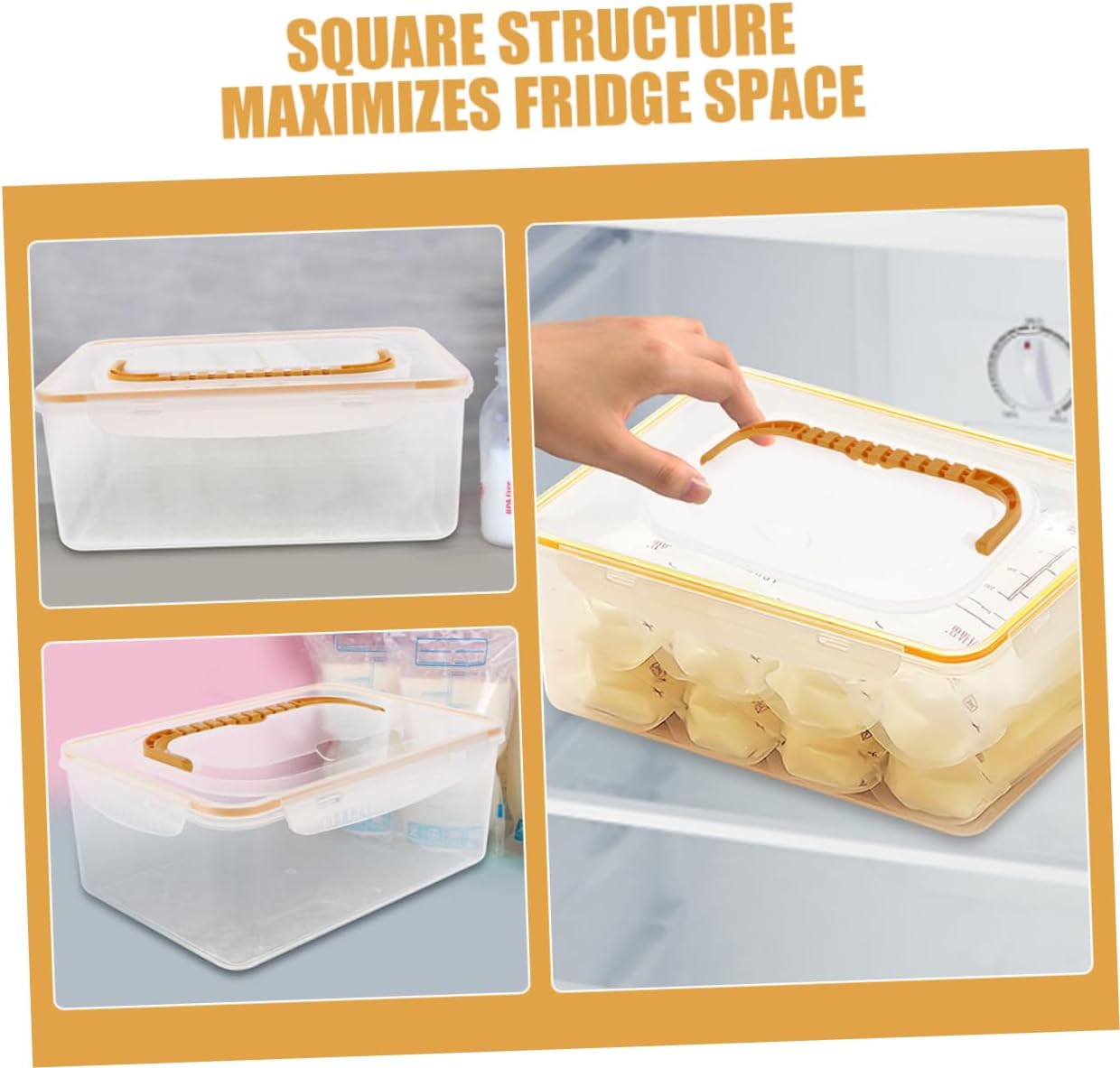 Garneck 2Pcs Clear Breastmilk Storage Organizer with Lid Freezer Storage Bins for Milk Bags and Bottles Compact Refrigerator Containers for Optimal Freshness and Nutrition