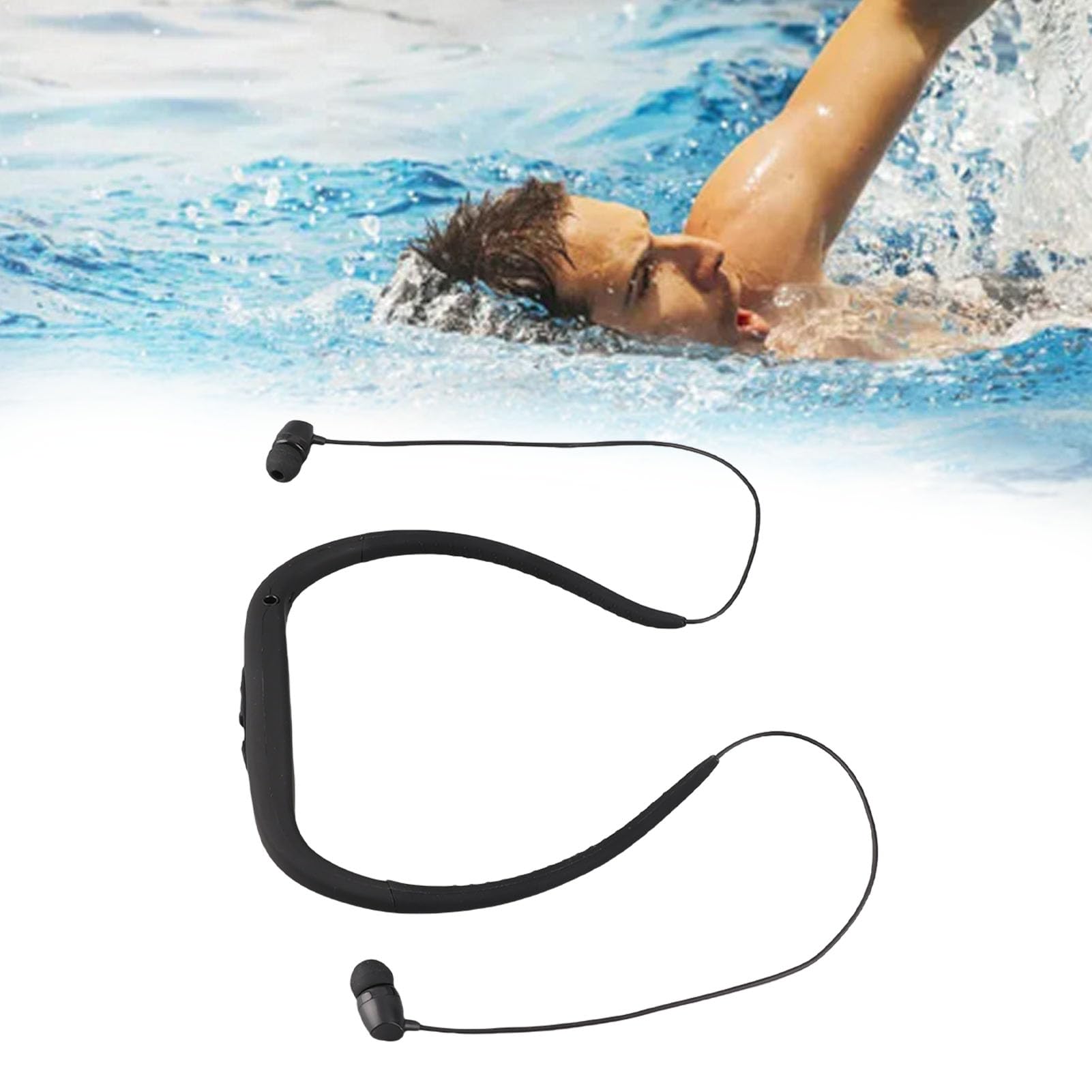 KIMISS Auriculares de Natación Impermeables IPX8, Reproductor de Música MP3 con Radio FM para Deportes Acuáticos, Auriculares Ligeros y Cómodos para Nadar, Correr, Hacer Ejercicio y Más