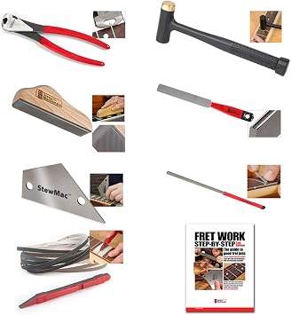 StewMac Essential Fretting Tool Set Professional Guitar Fret Work Kit for Leveling, Crowning, Dressing & More Includes Includes Fret Cutter & Rocker - Step-By-Step Instruction Book