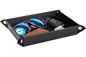 Luxspire Black Leather Valet Tray - The Epitome of Sophistication and Convenience