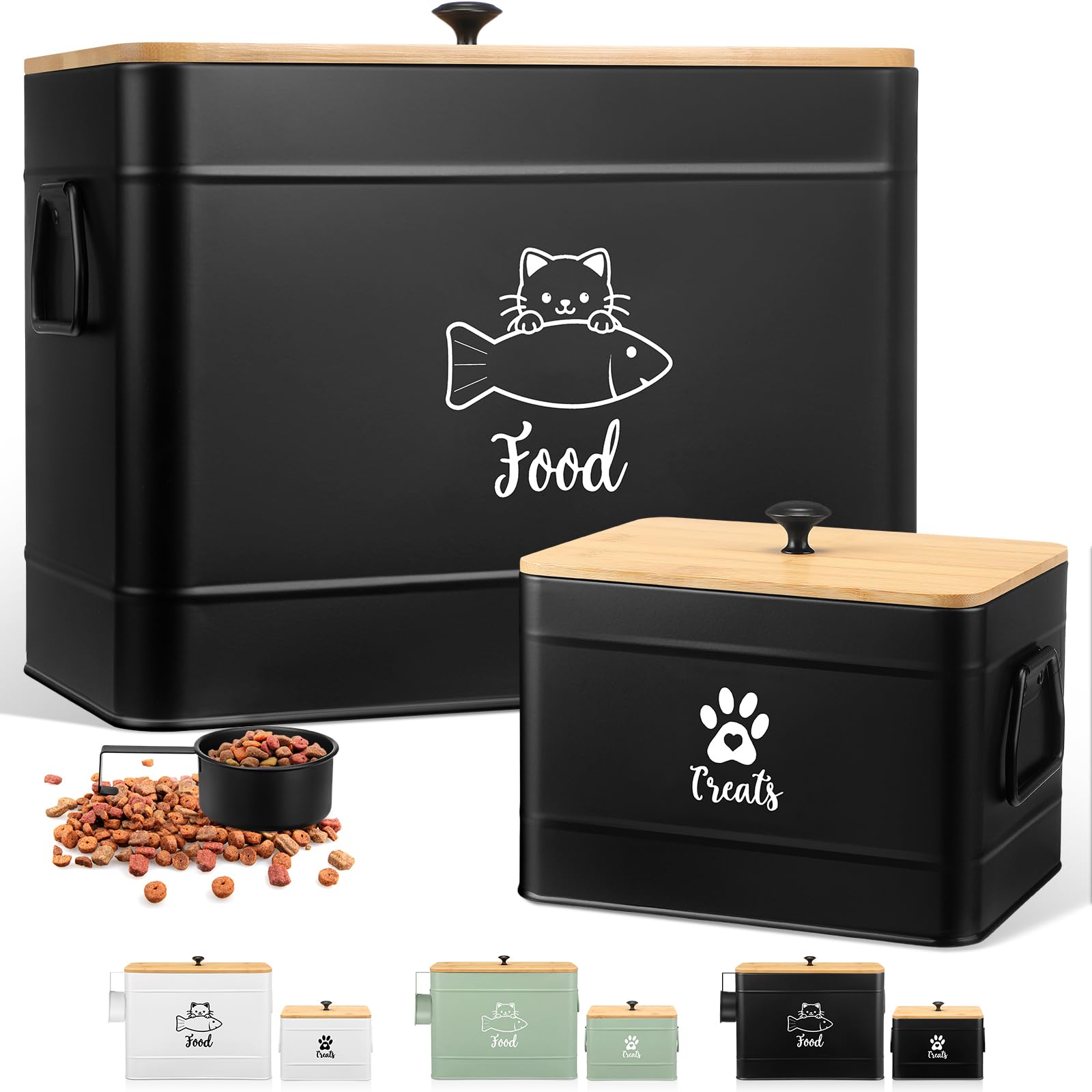 Photo 1 of Reallnaive 2pc Metal Cat Food Storage Containers (Black)