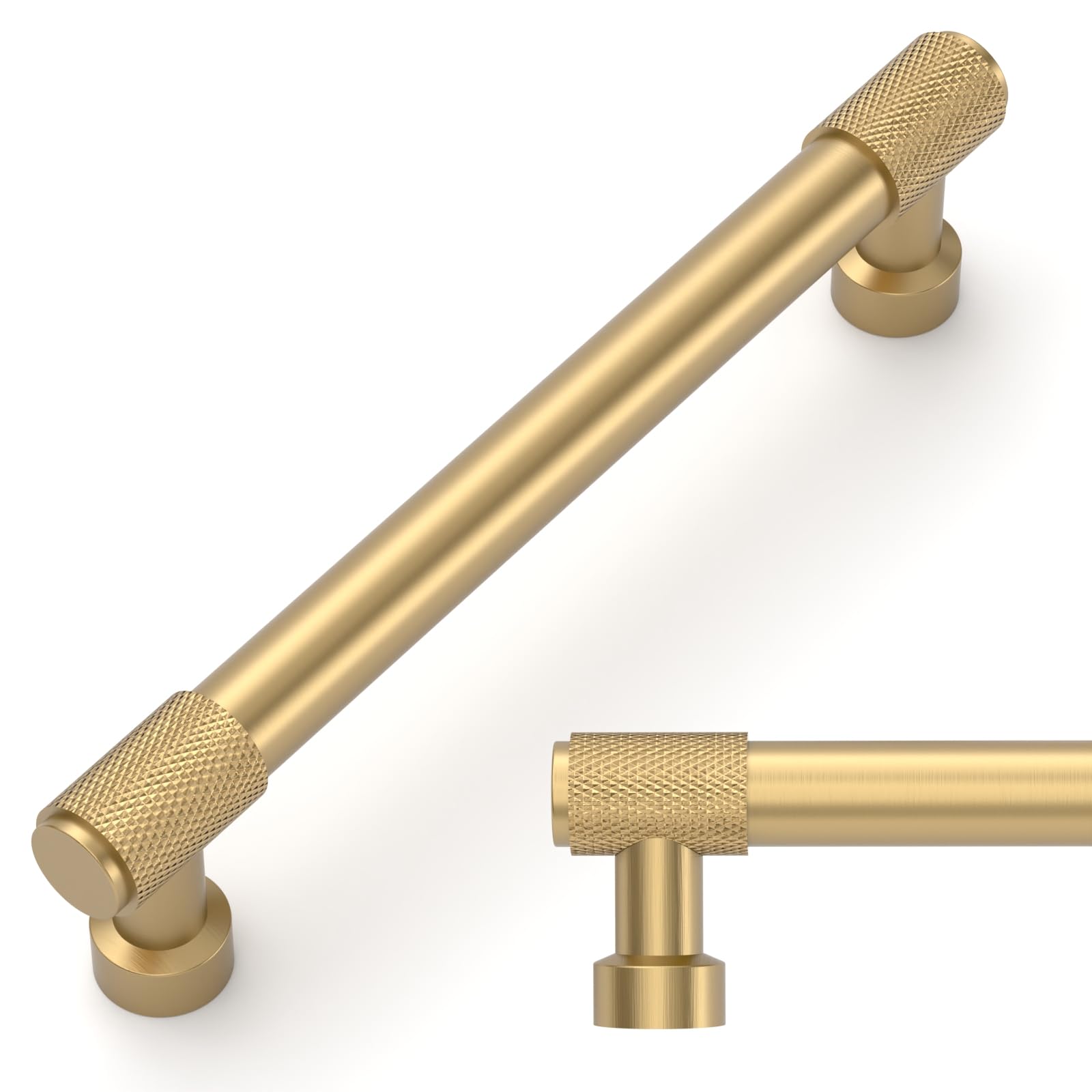 Photo 1 of Amerdeco 10 Pack Champagne Bronze Knurled Cabinet Pulls 6.3 Inch(160mm) Hole Center Kitchen Cabinet Handles Drawer Pulls Cabinet Hardware ZH034