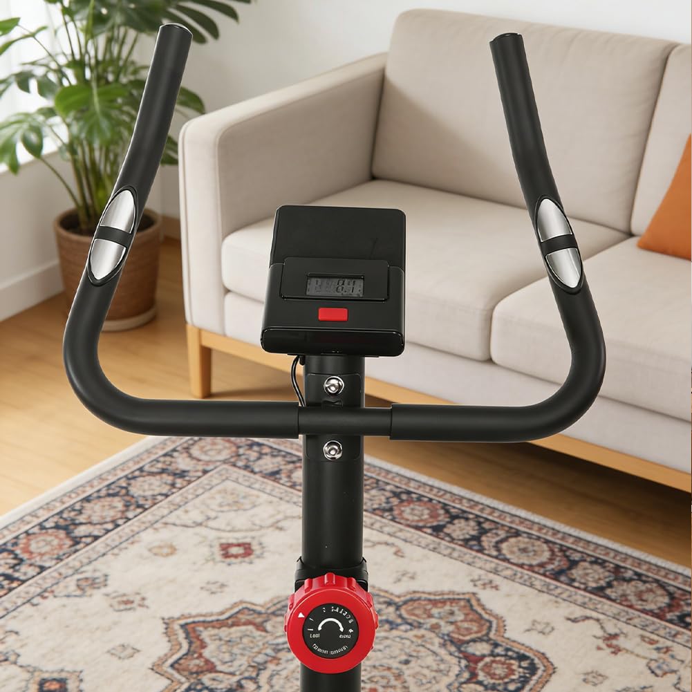 BAKAJI Cyclette Magnetica da Casa per Allenamenti Fitness Home Gym, Bici con 8 Livelli di Potenza, Allenamento Cardio, Attrezzo da Palestra con Manubrio e Display LCD per Controllo Calorie, Battiti