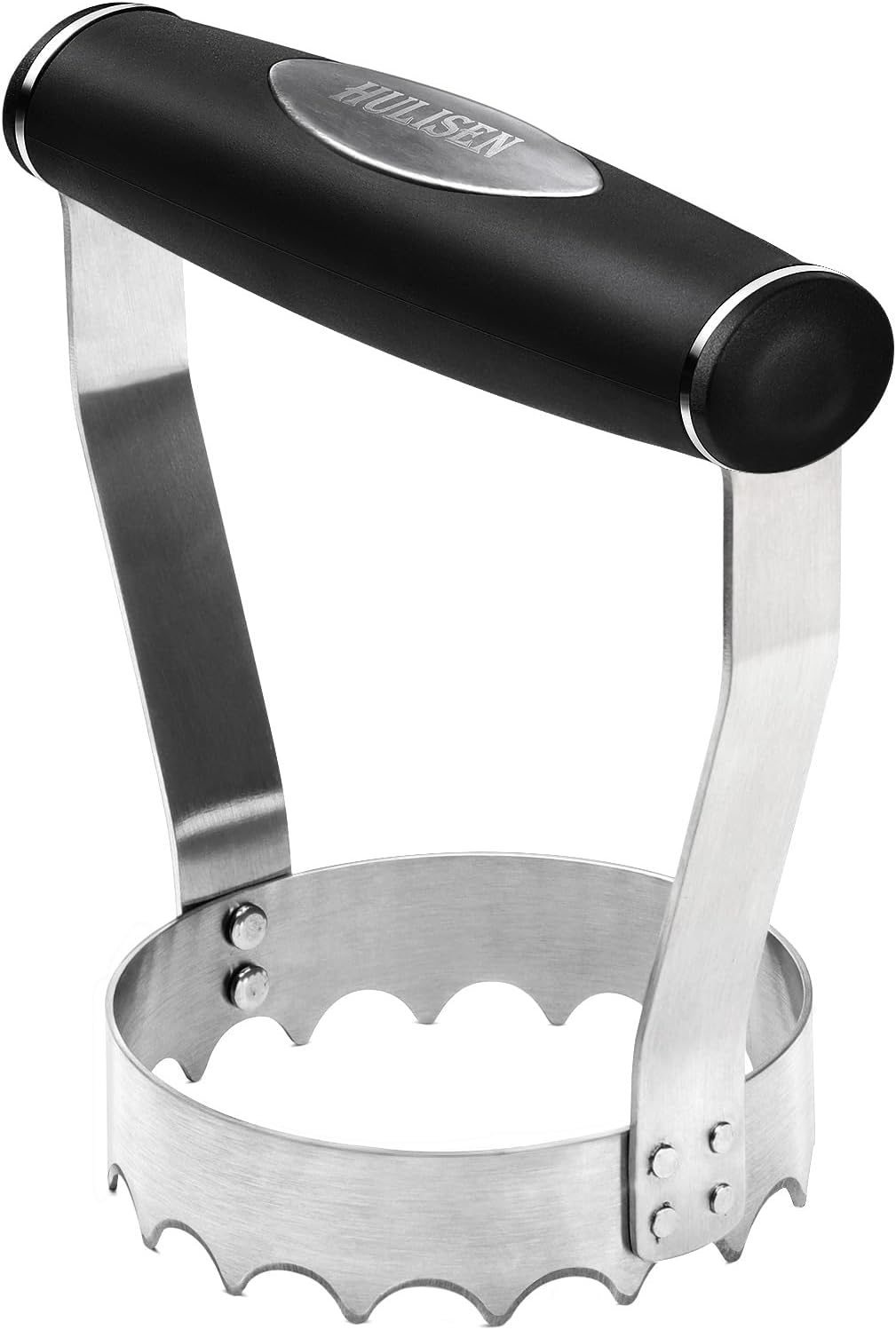 HULISEN Cutlery Serrated Food Chopper, 3 Inch Stainless Steel Manual Hand Chopper with Grip Handle & Serrated Tooth Edge, Handheld Chopper, Chop Cabbage, Egg, Nut, Ground Meat, Vegetable for Salad HULISEN Cutlery Serrated Food Chopper, 3 Inch Stainless Steel Manual Hand Chopper with Grip Handle & Serrated Tooth Edge, Handheld Chopper, Chop Cabbage, Egg, Nut, Ground Meat, Vegetable for Salad