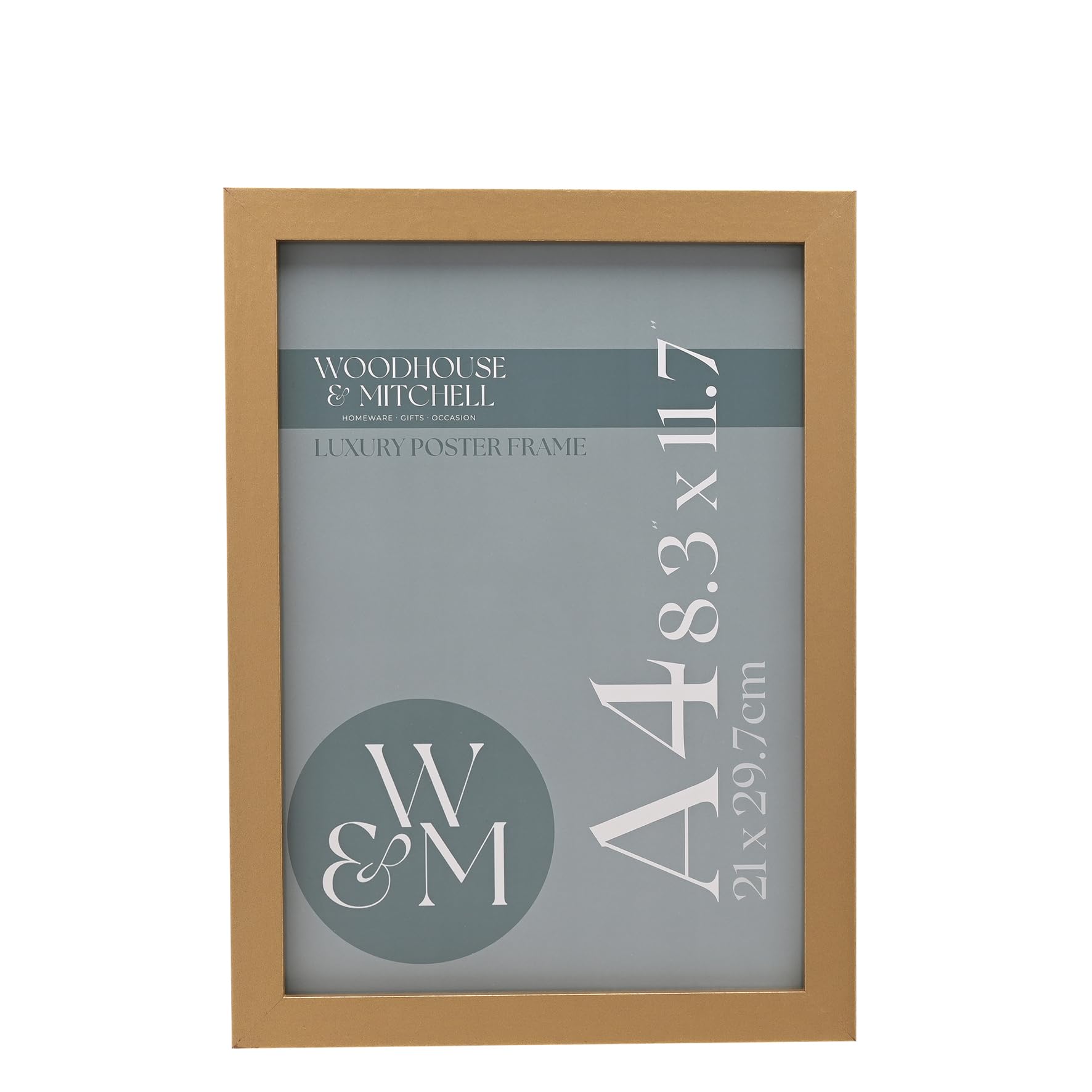 A4 Gold Wood Picture Frame with Glass Front, Wall Hooks & Stand