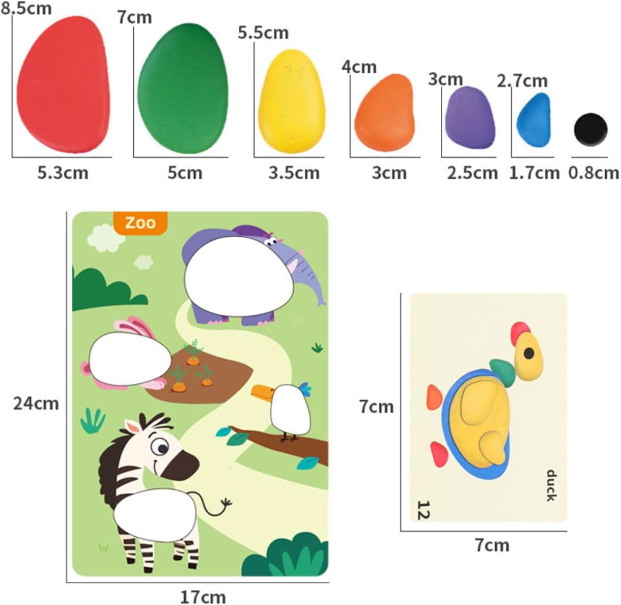 Children 3D Puzzle Montessori Colour Pebble Stacking Stone Painting Toys Colour Pebbles Logical Thinking Game Parish Painting Sensory Learning Toys Graphic Color Cognition (98PCS)