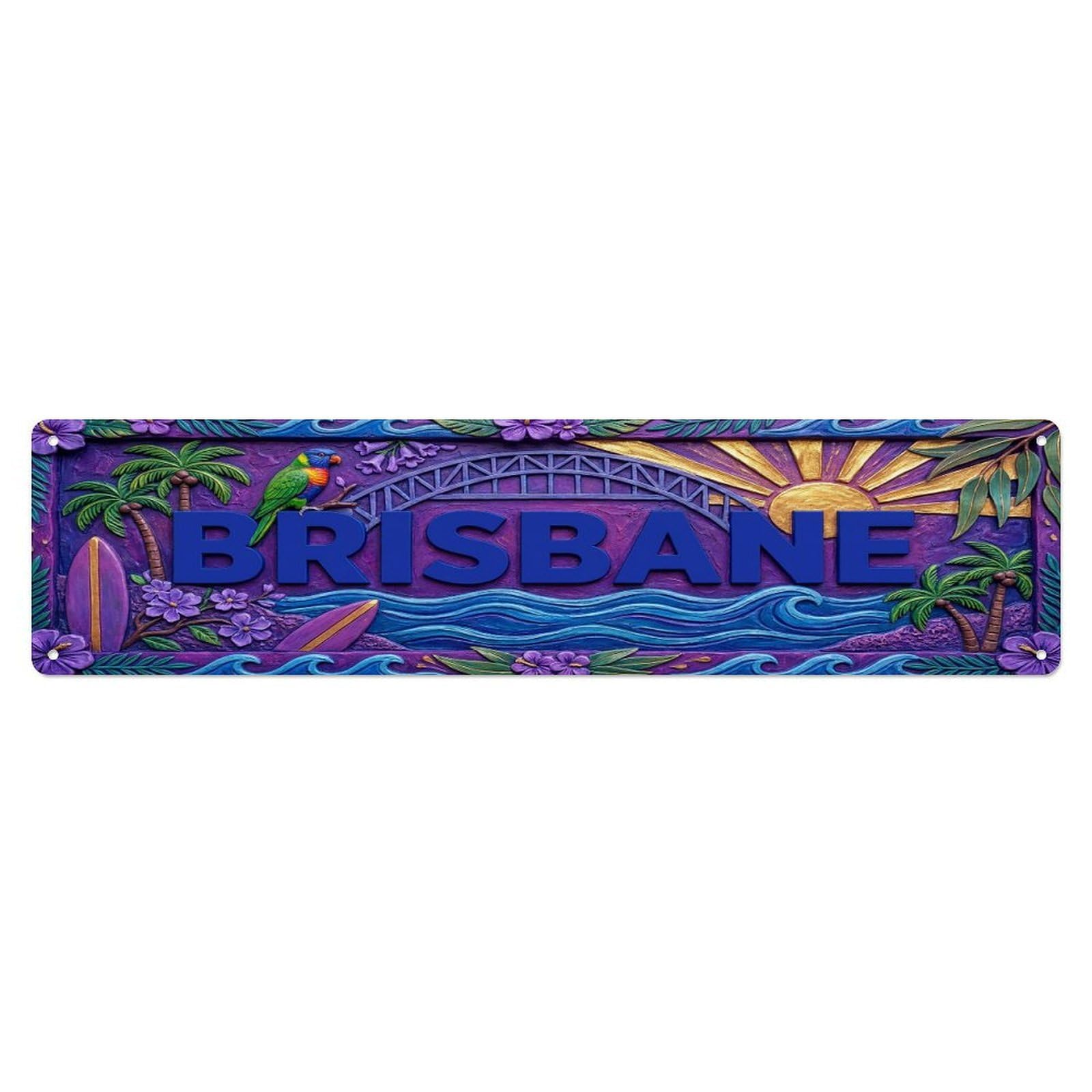 Olhnbad 4X16inch(10X40cm) Vintage Brisbane Australia Flag Pattern Metal Tin Sign