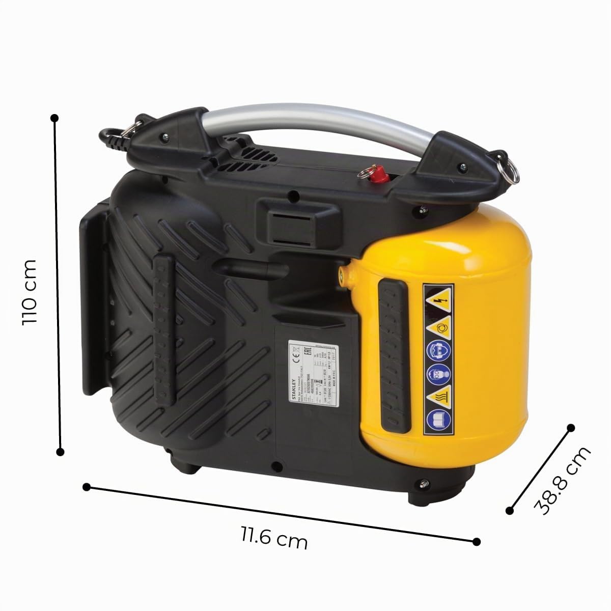 Stanley Compresseur DN200/10/5 - Compresseur à Air 10 Bar - 5L - 180L/Min - Compresseur à Air Portatif avec Poignée et Sangle de Transport - Jaune