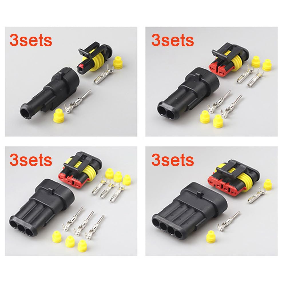 3 Set Connettori Elettrici 4 Pin Impermeabili - IP65, 16 AWG, Per Auto, Camion, Barca - Foto 6