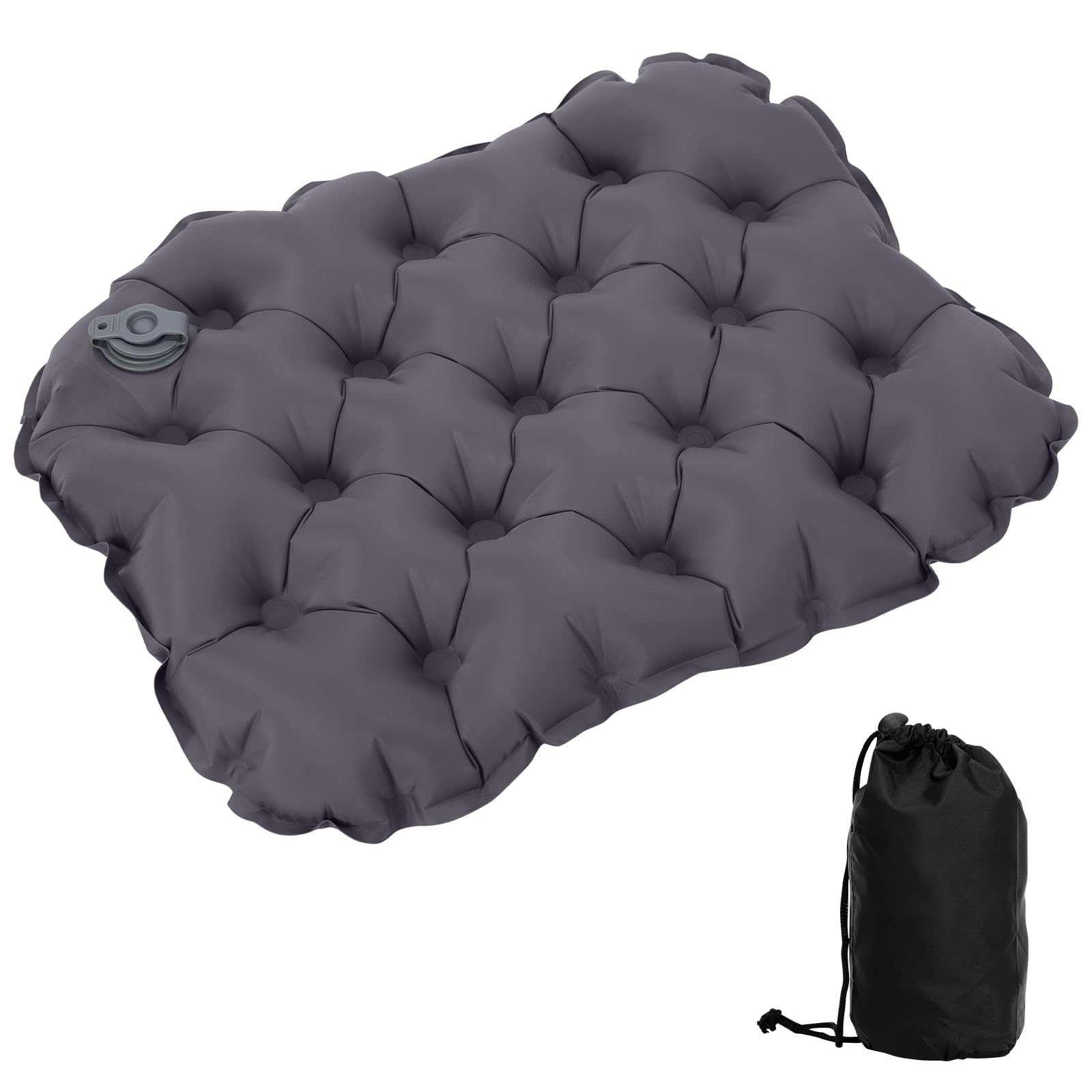 Fjquamitix Dark Gray Inflatable Seat Cushion, Lightweight Camping Air Sitting Pad, Waterproof Portable Air Cushion For Climbing Hiking Office Airplane Car Stadium Seat (Dark Gray)