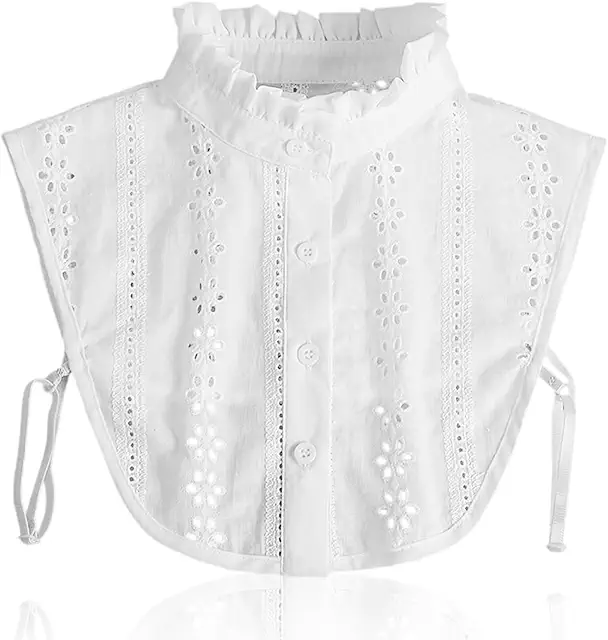 Women's Detachable Fake Collar Blouse - Cotton White Top