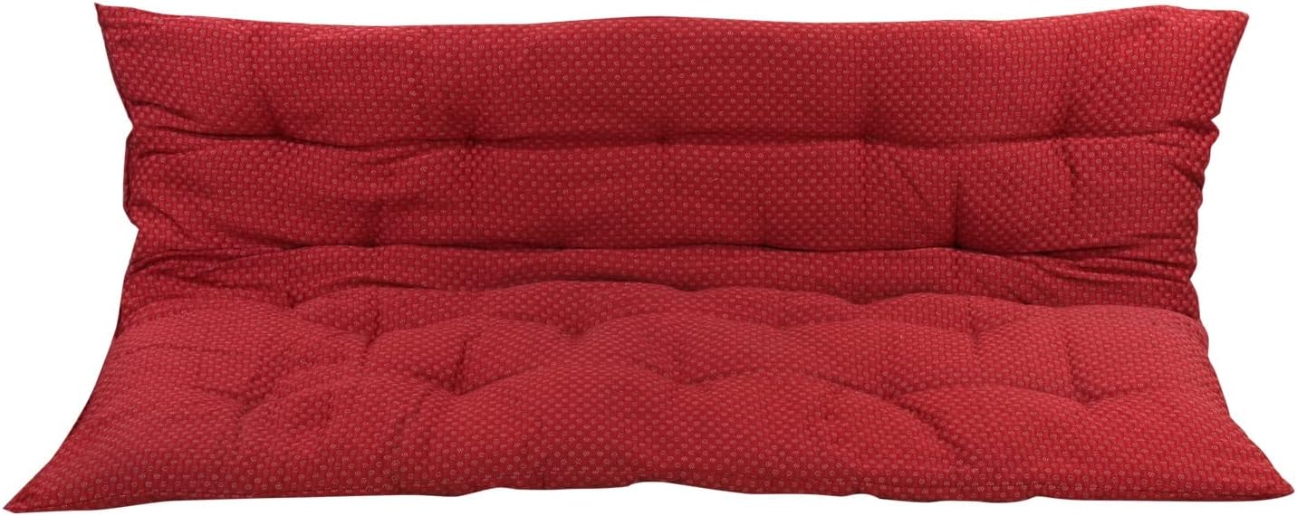 Faburaa Elite Multipurpose Soft Foldable Bench Cushion for 1/2 Seater, Indoor and Outdoor Swing Chair, Garden Bench Cushion for Back Pain Relief (125 x 100 cm, Cotton Red)
