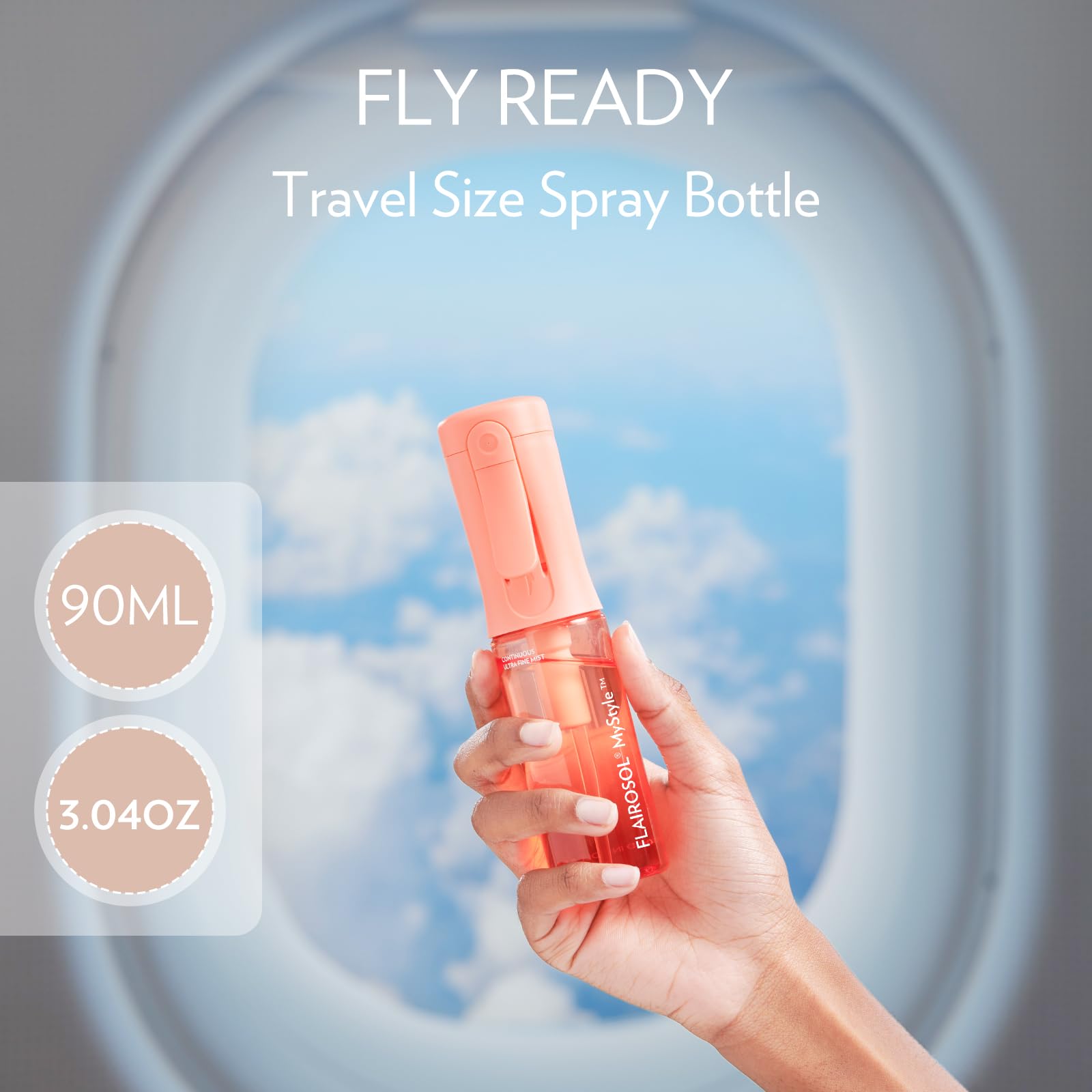 FLAIROSOL Flacon vaporisateur Petit vaporisateur de voyage, brume continue ultra-fine pour le visage, la coiffure, le salon, le nettoyage, les cosmétiques, le tonique facial, 90 ml, orange