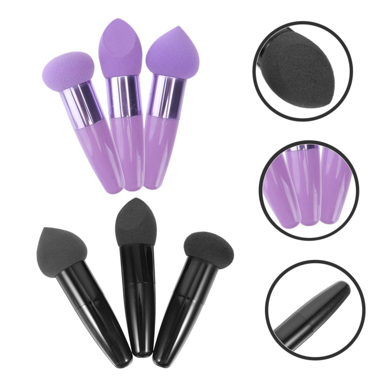 NOLITOY Juego de 6 Brochas de Maquillaje Esponja de Látex, Forma de Lápiz, Portátil y Delicado, Adecuado para Uso Diario y Aplicación de Base