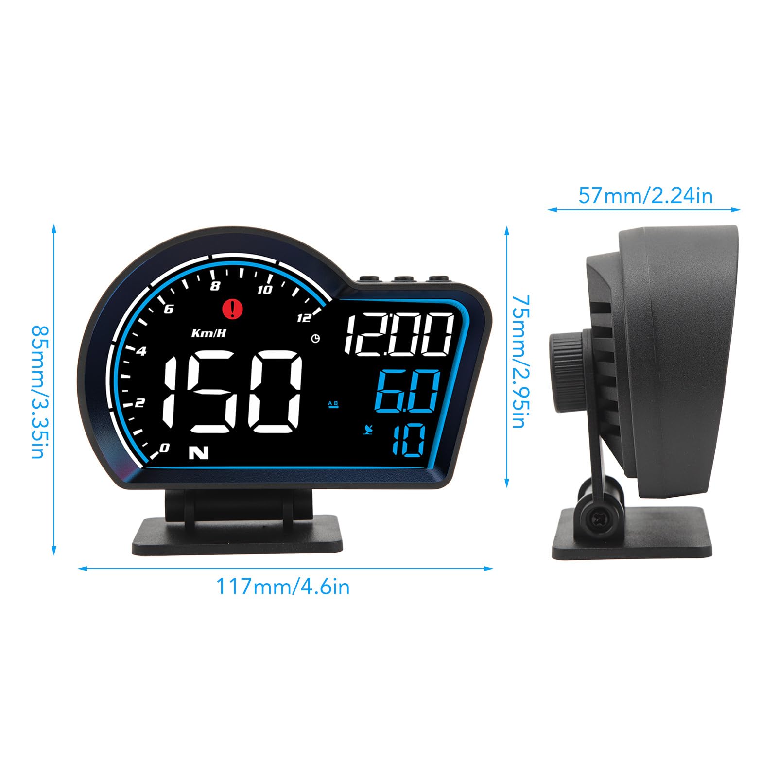 Tachimetro GPS di Navigazione, Display Hud, Display Hud Per Auto Direzione della Velocità Distanza di Guida Allarme di Velocità Eccessiva Display HD Tachimetro Digitale GPS Universale Per Veicolo