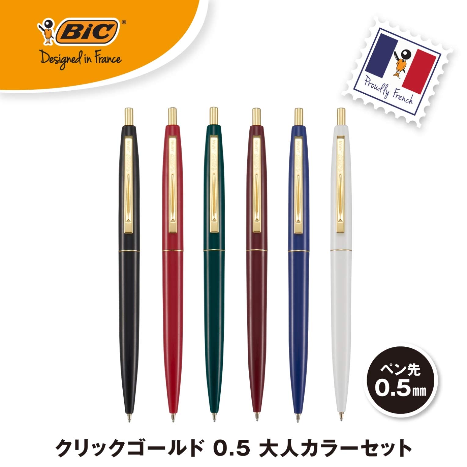 Bolígrafo Bic Japón Click Gold 0,5 negro a base de aceite conjunto de 6 CLG05-ADL - Imagen 2 de 7