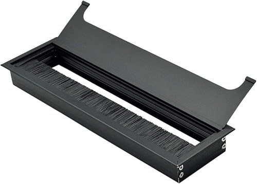 Miniatura 3 de Organizador grande rectangular para cables, con ojales, para agujeros de alambre de metal, color negro, 11.024 in x 3.150 in