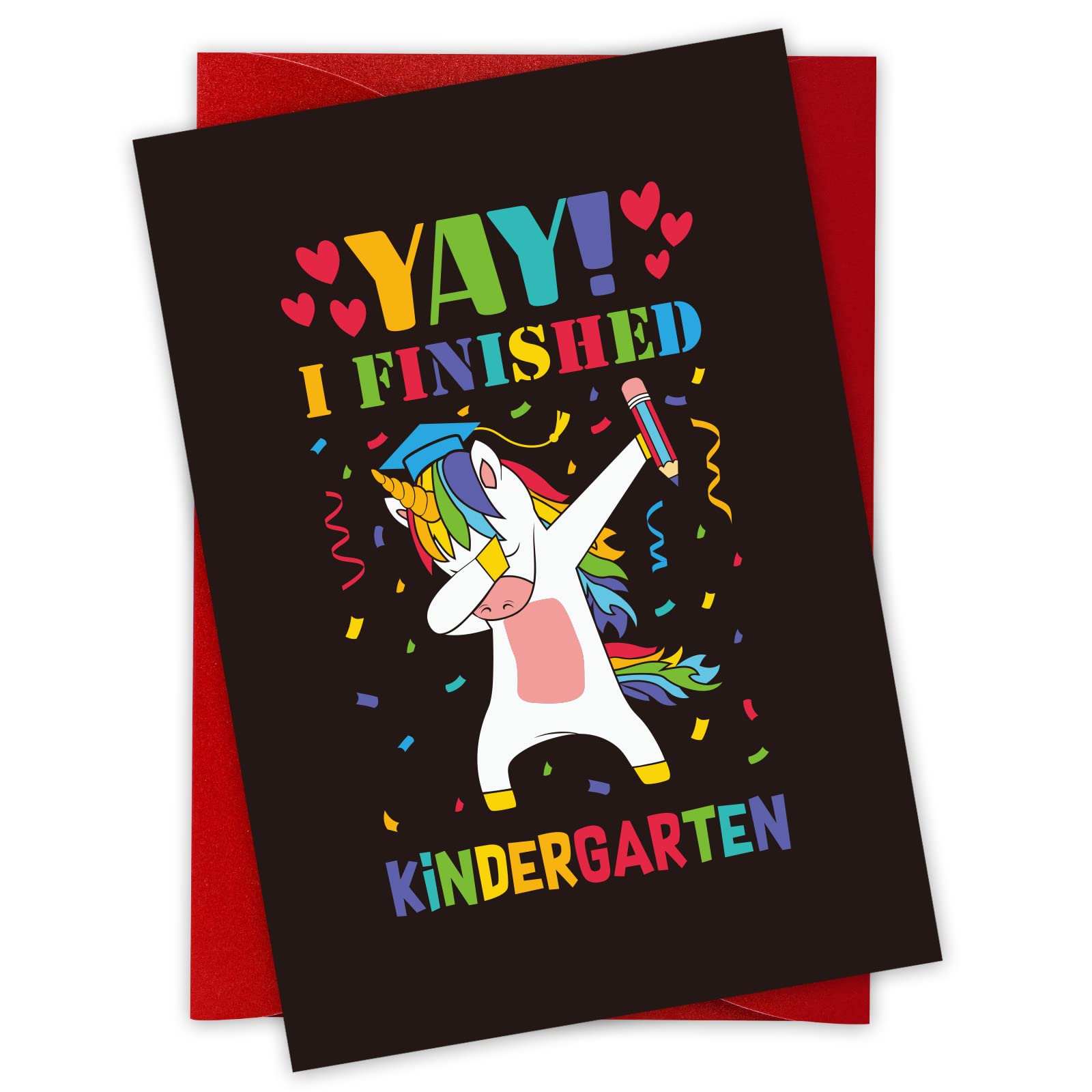 FaCraft Kindergarten Graduation Card, Unicorn Yay I Finished Kindergarten Greeting Cards Class of 2025 Kindergarten Graduation Gift Cards with