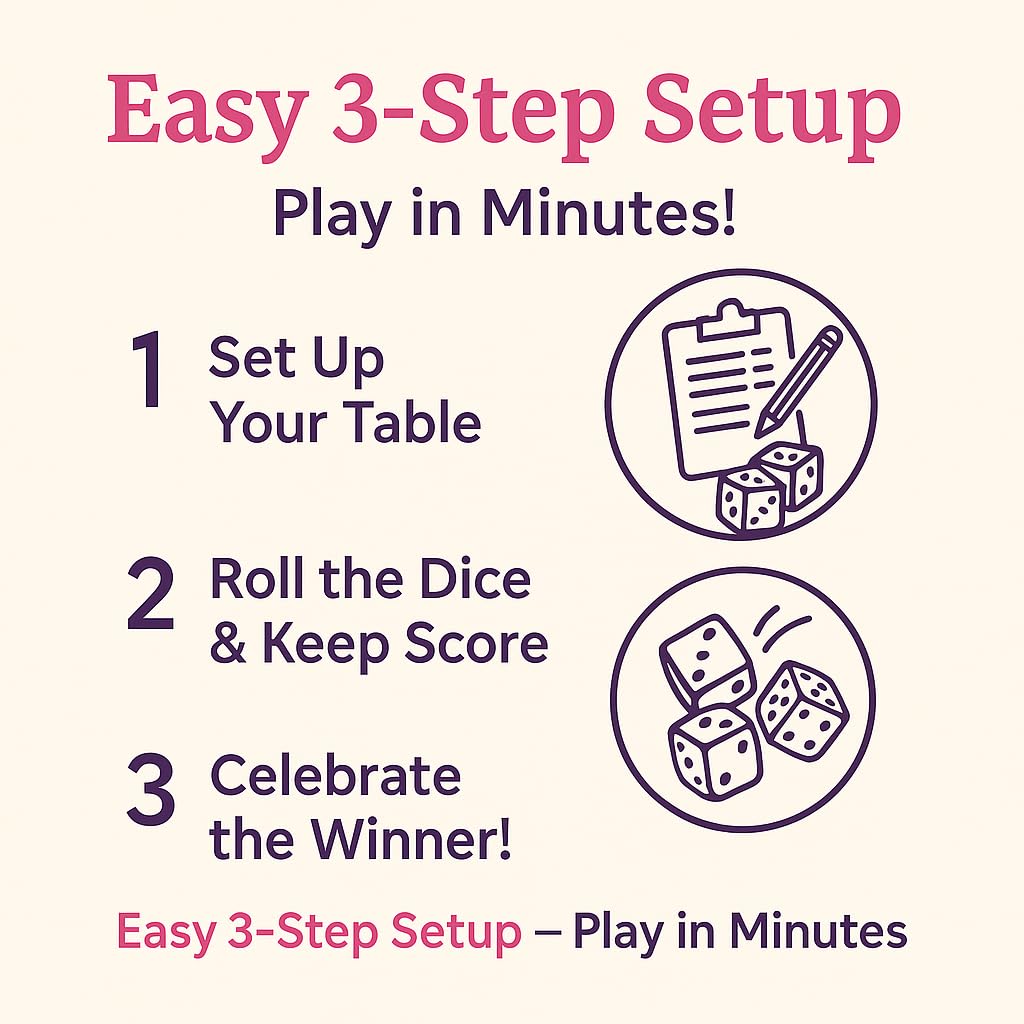 Bunco Babe - Kit de juego con suministros de fiesta para 12 jugadores, bolsa de mano, dados, hojas de puntuación, lápices, campana y dados de peluche. Todos los suministros de fiesta Bunco que 4