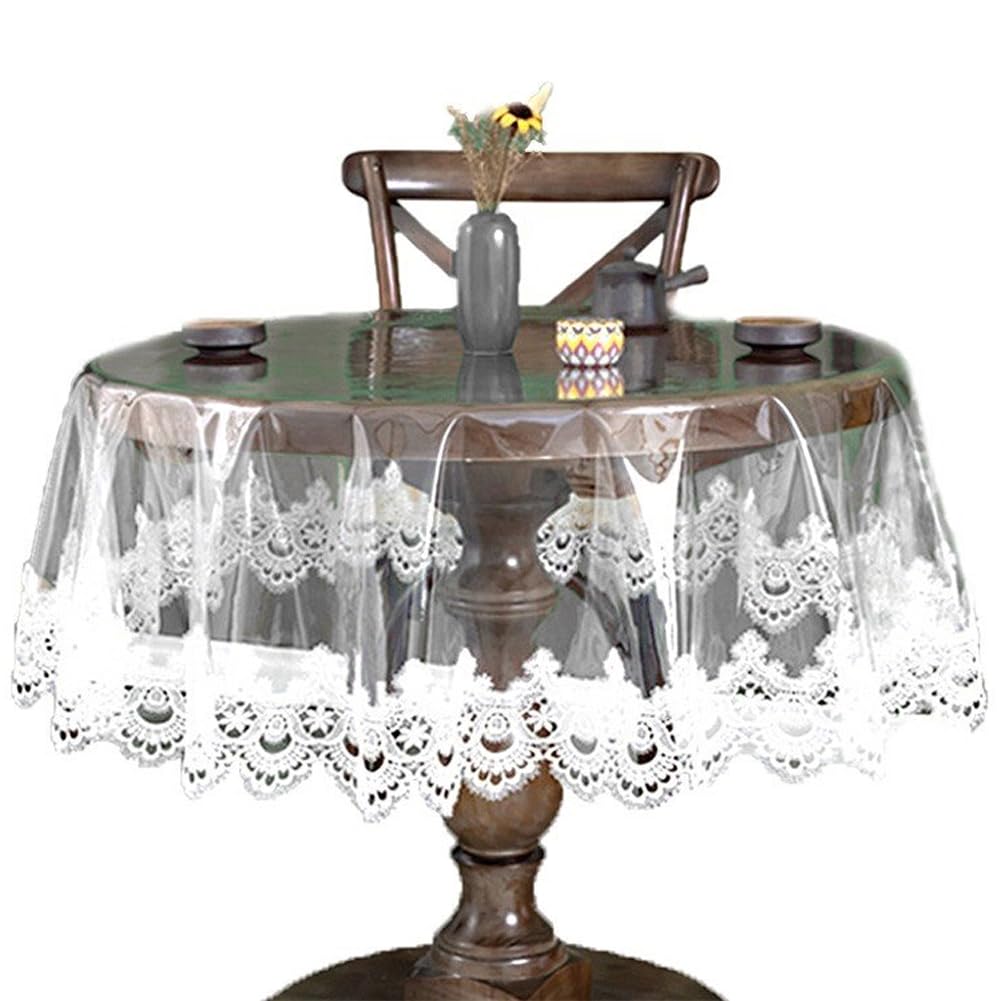 Couvre-nappe PVC transparente à dentelle pour table de cuisine familiale