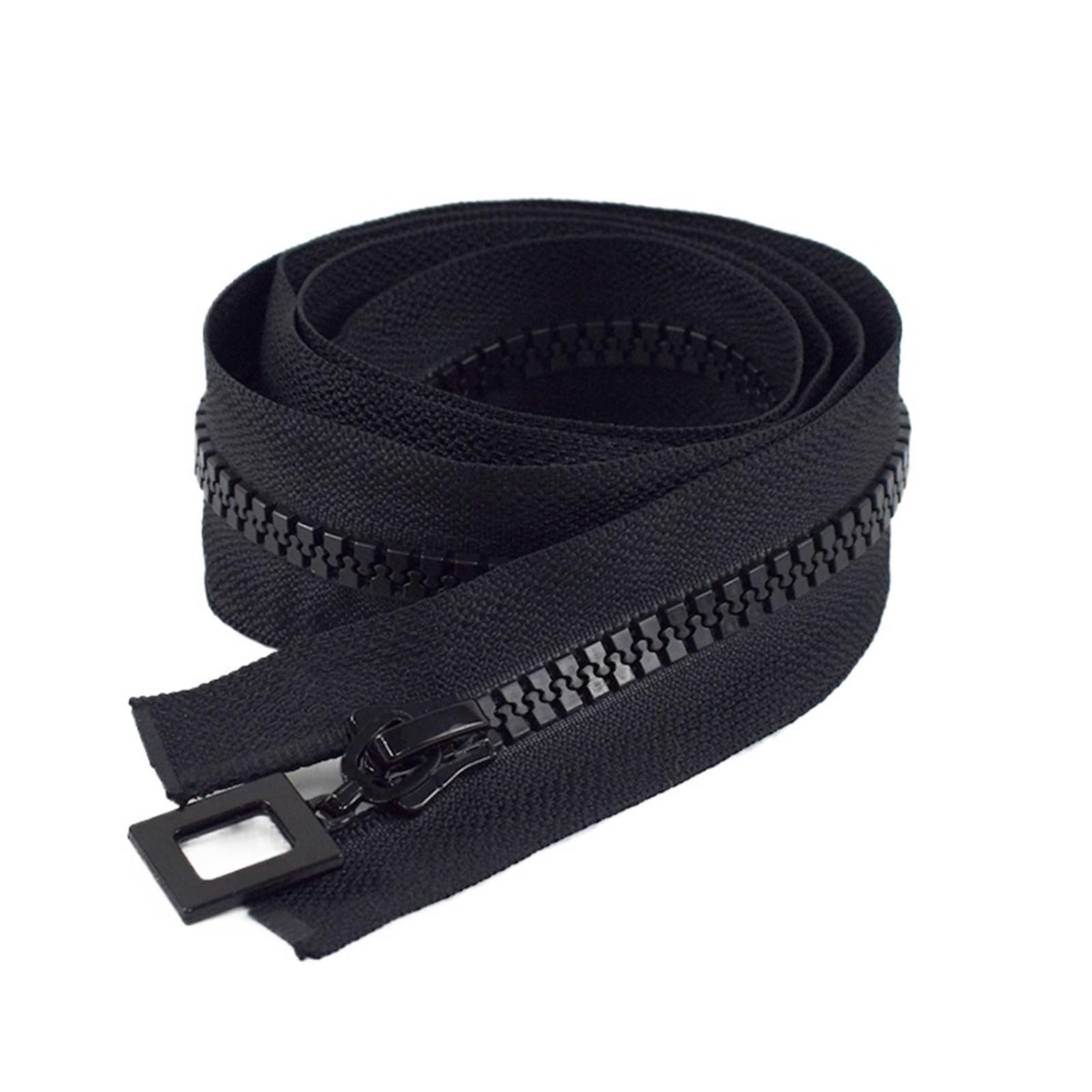 8 Gauge Resin Open End Zipper Single Double Slider Multicolor 60-120cm(Black,SINGLESLIDER-70CM-COLOR 01)
