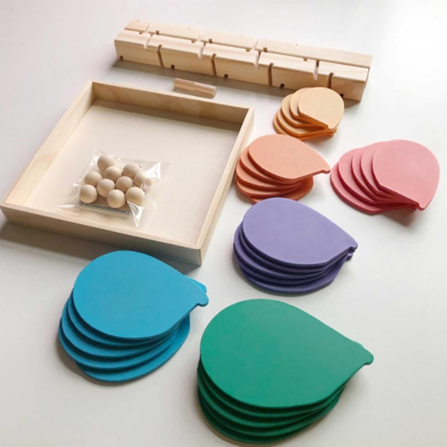 Wooden Rainbow Music Tree, Music Tree Wooden Marble Run, Colorful Ball Tower Drop Toy, Interactive Sound Trees Track, for Kid Educational Game