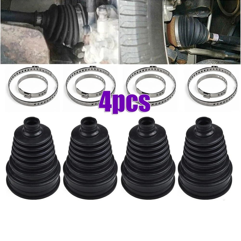 Jeu de joints-soufflets Lot de 4 soufflets protection universels en silicone pour joints homocinétiques à vitesse constante, pour arbres transmission, noirs et très élastiques Soufflet De Cardan