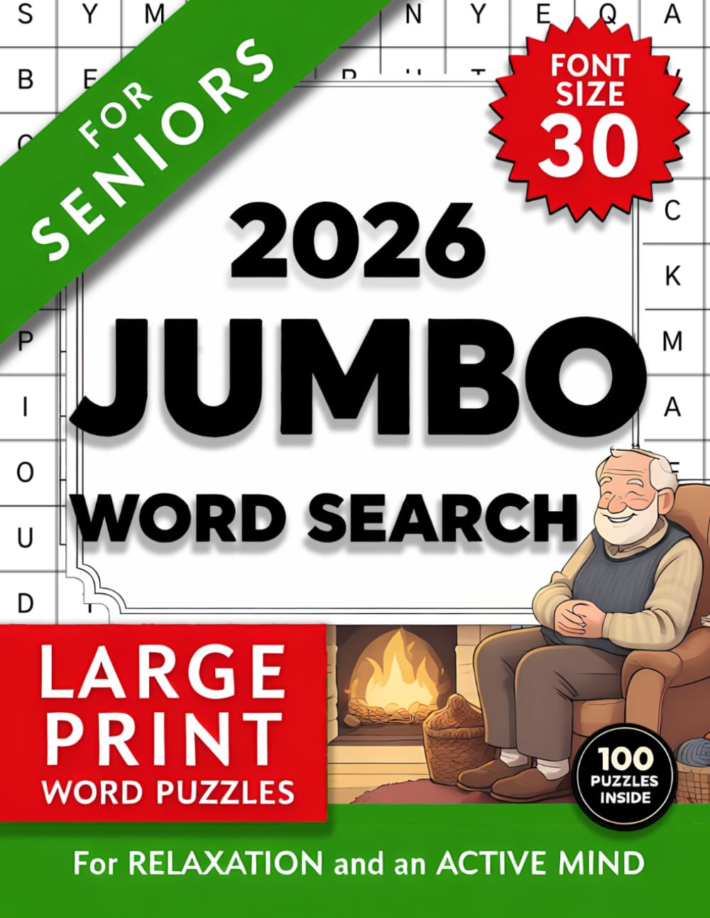 2026 Jumbo Word Search for Seniors: Stress Relief and Brain Exercise Made Simple, 100 Easy Large Print Word Searches for Seniors, 10 Calming Themes, and Screen-Free Relaxation