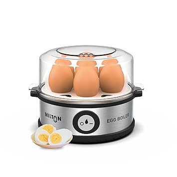 Milton Smart Instant Electric Egg Boiler | Automatic Cut Off | Egg Cooker & Steamer for Boiling Up to 7 Eggs | 3 Boiling Modes | 360 Watt | Stainless Steel Body & Heating Plate | - image, photos